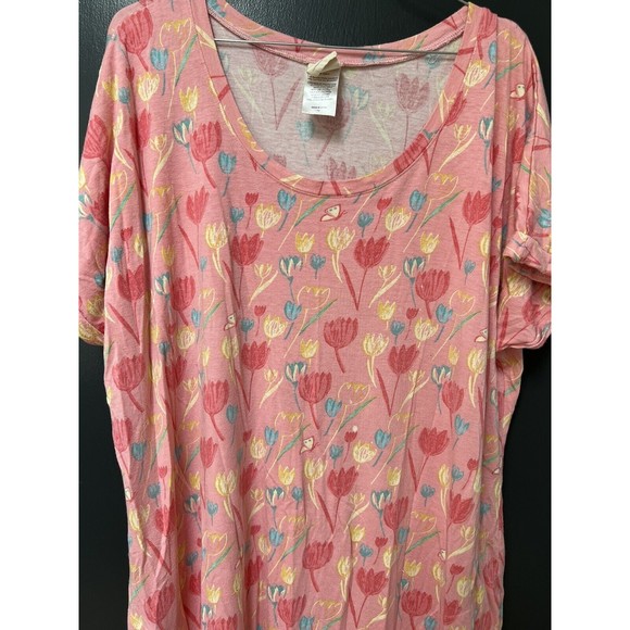 Munki Munki Womens Tiptoe Tulips Pink Comfy Nightgown Loungewear 1X Mumu - Picture 2 of 4